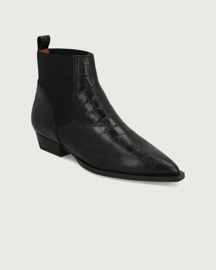 BOTÍN SARI CROCO NEGRO
