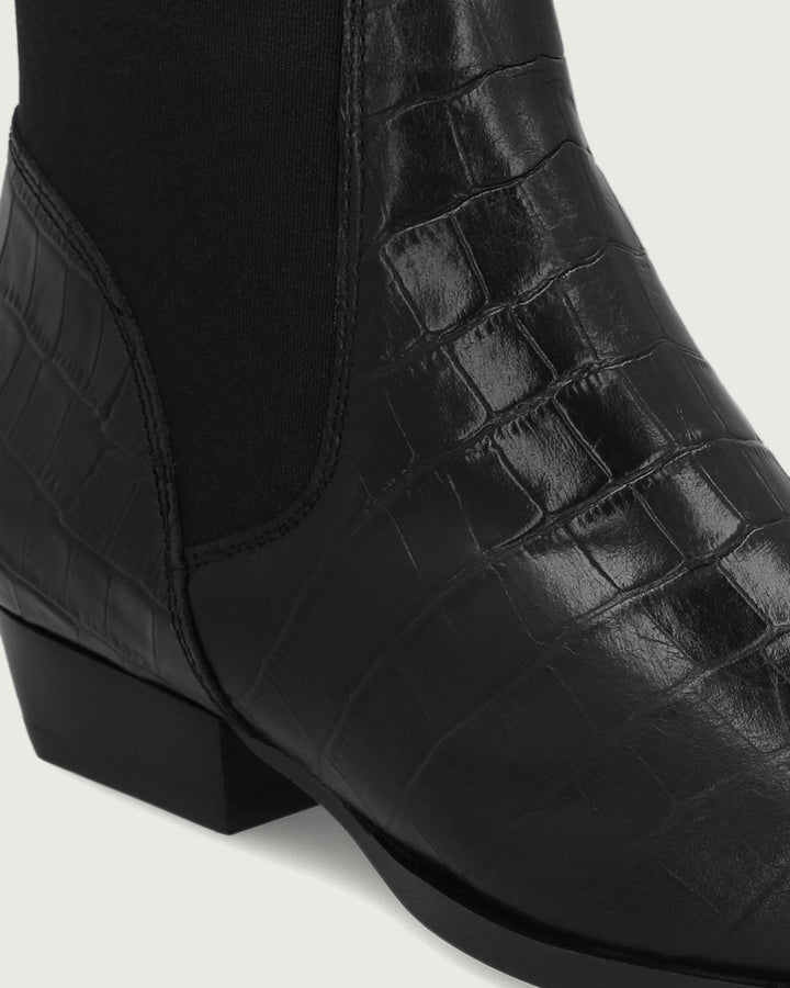 BOTÍN SARI CROCO NEGRO