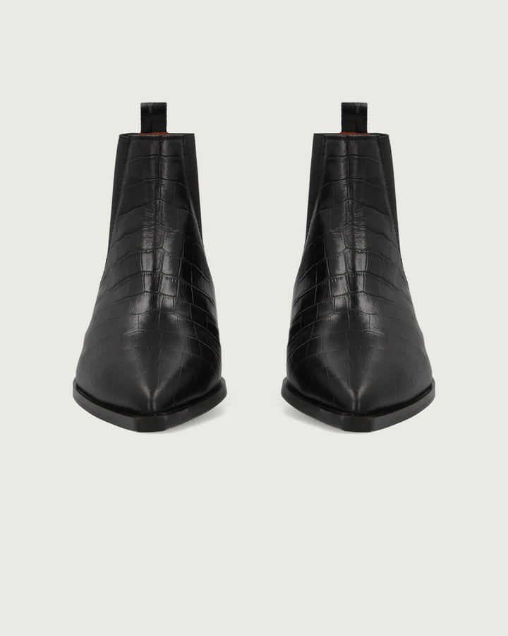 BOTÍN SARI CROCO NEGRO