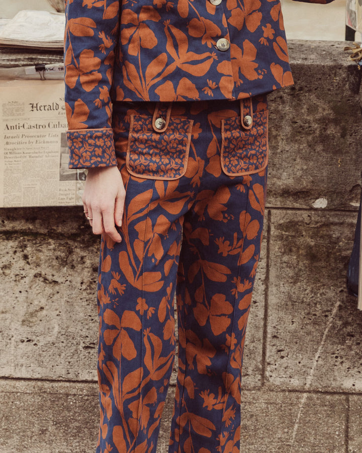 PANTALÓN BURDEOS PRINT FLOWERS