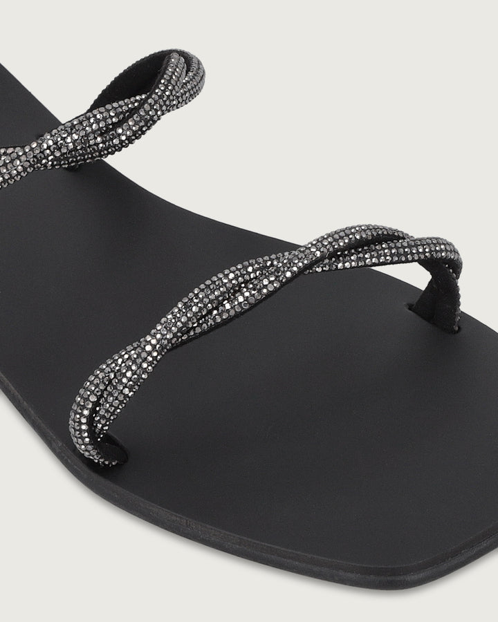 SANDALIA TESALIA BLACK BRILLOS