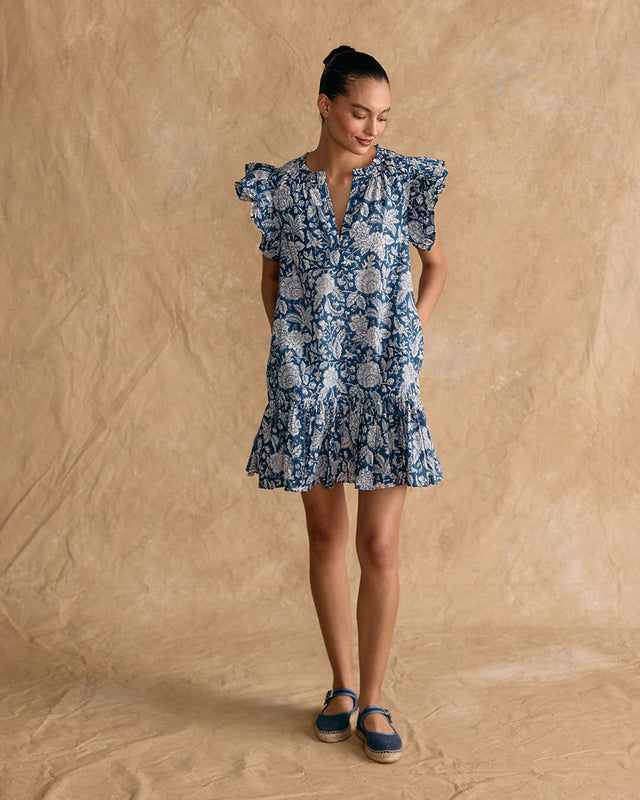 VESTIDO ANGELE NIGHT BLUE FLOWERS