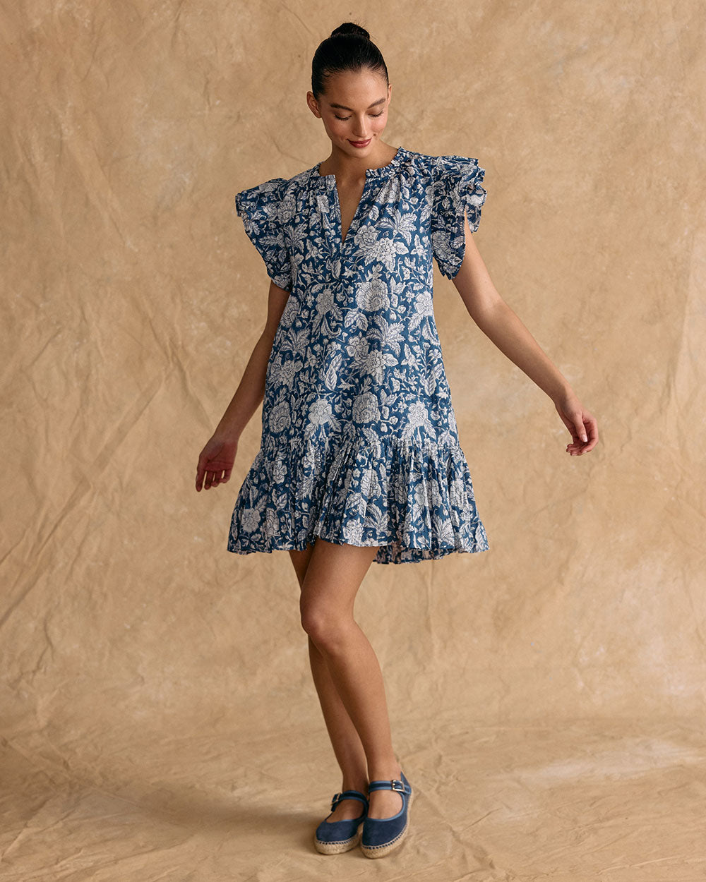VESTIDO ANGELE NIGHT BLUE FLOWERS