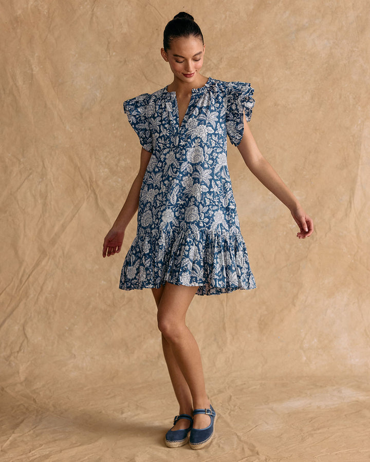 VESTIDO ANGELE NIGHT BLUE FLOWERS