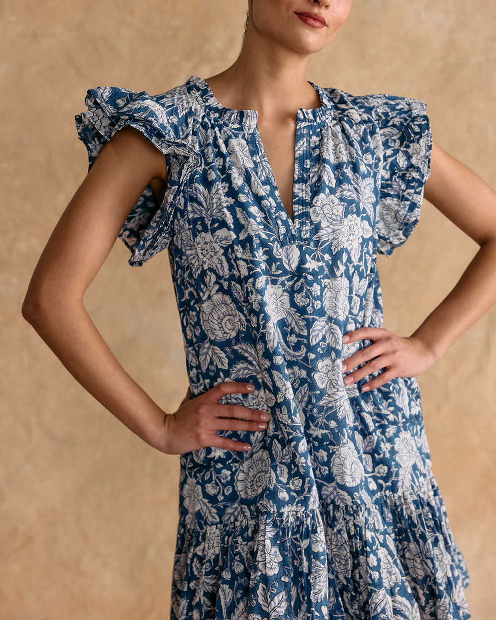 VESTIDO ANGELE NIGHT BLUE FLOWERS