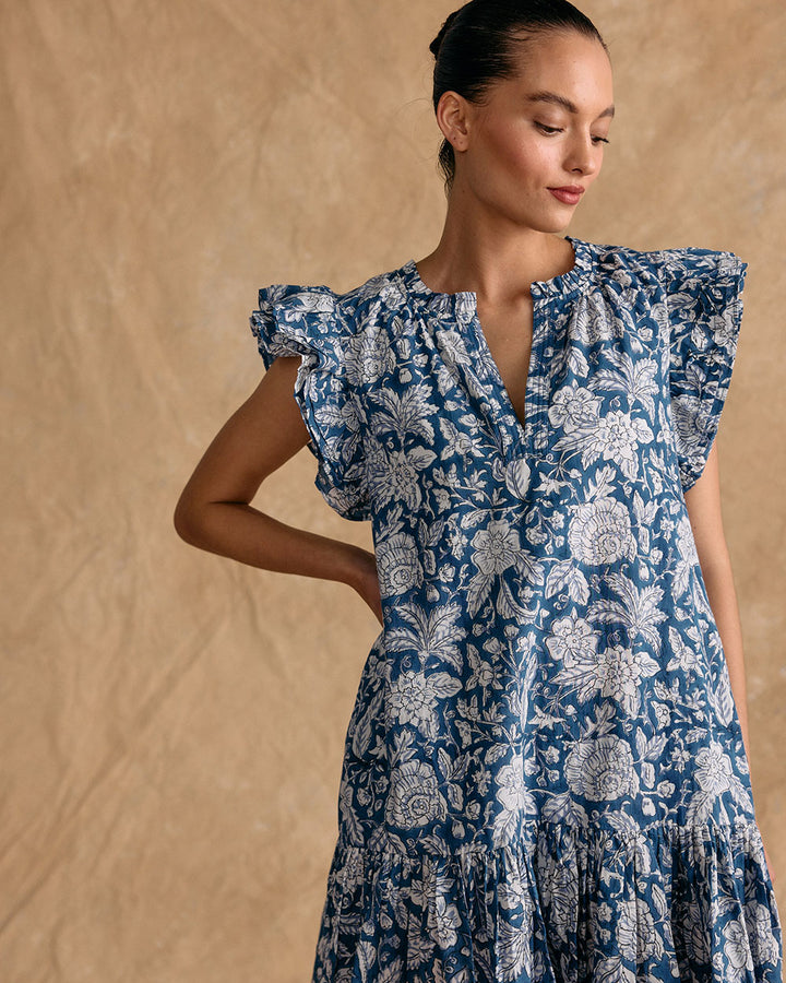 VESTIDO ANGELE NIGHT BLUE FLOWERS