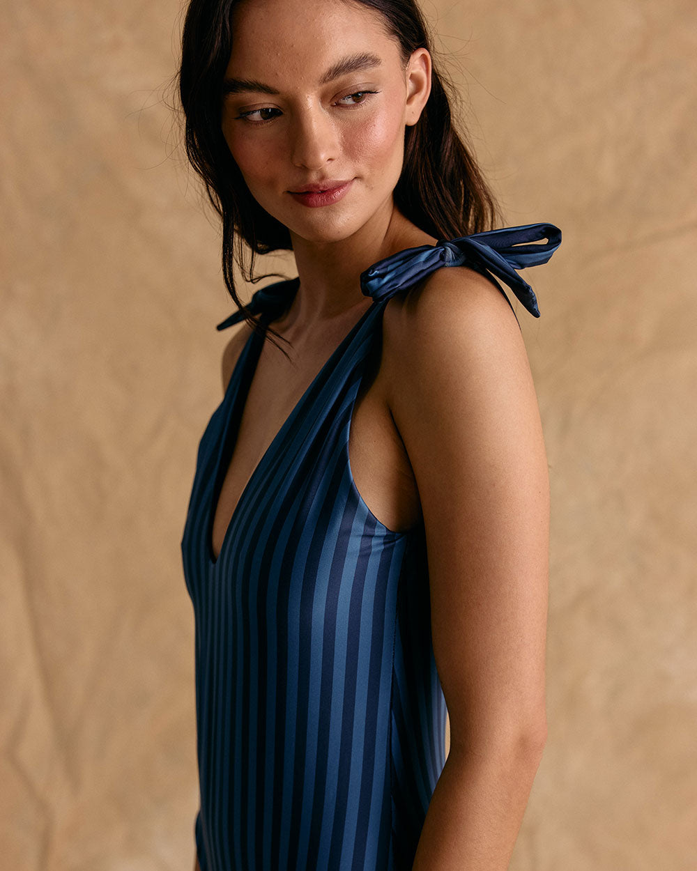 ONE PIECE CORAL BLUE STRIPES / NAVY