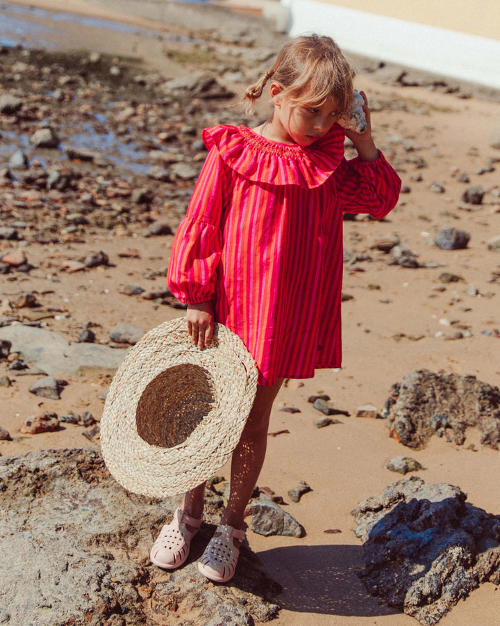 VESTIDO VOLARA FUCSIA STRIPES PETIT