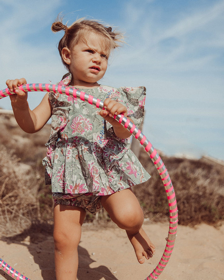 BLUSA GIADA GREEN FLOWERS PETIT