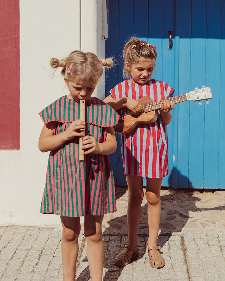 VESTIDO AURORA GREEN STRIPES PETIT
