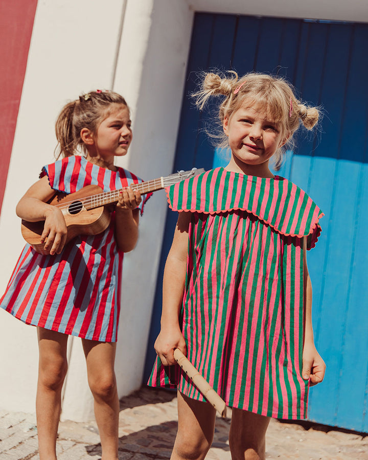 VESTIDO AURORA GREEN STRIPES PETIT
