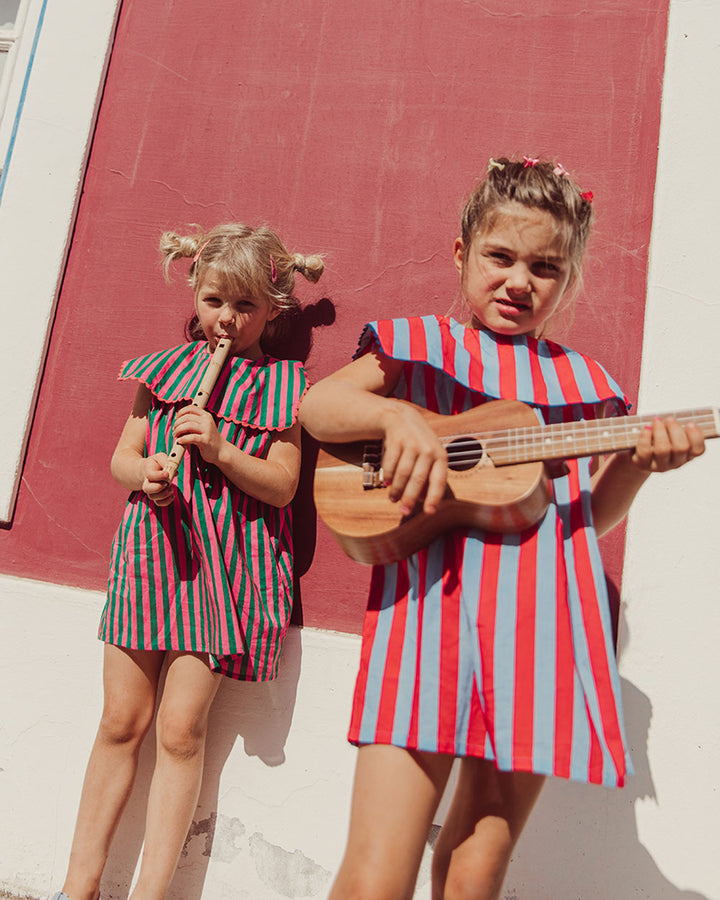 VESTIDO AURORA GREEN STRIPES PETIT