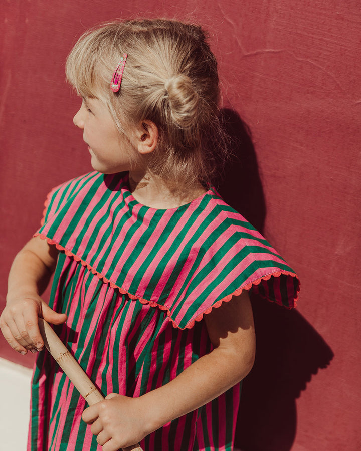 VESTIDO AURORA GREEN STRIPES PETIT