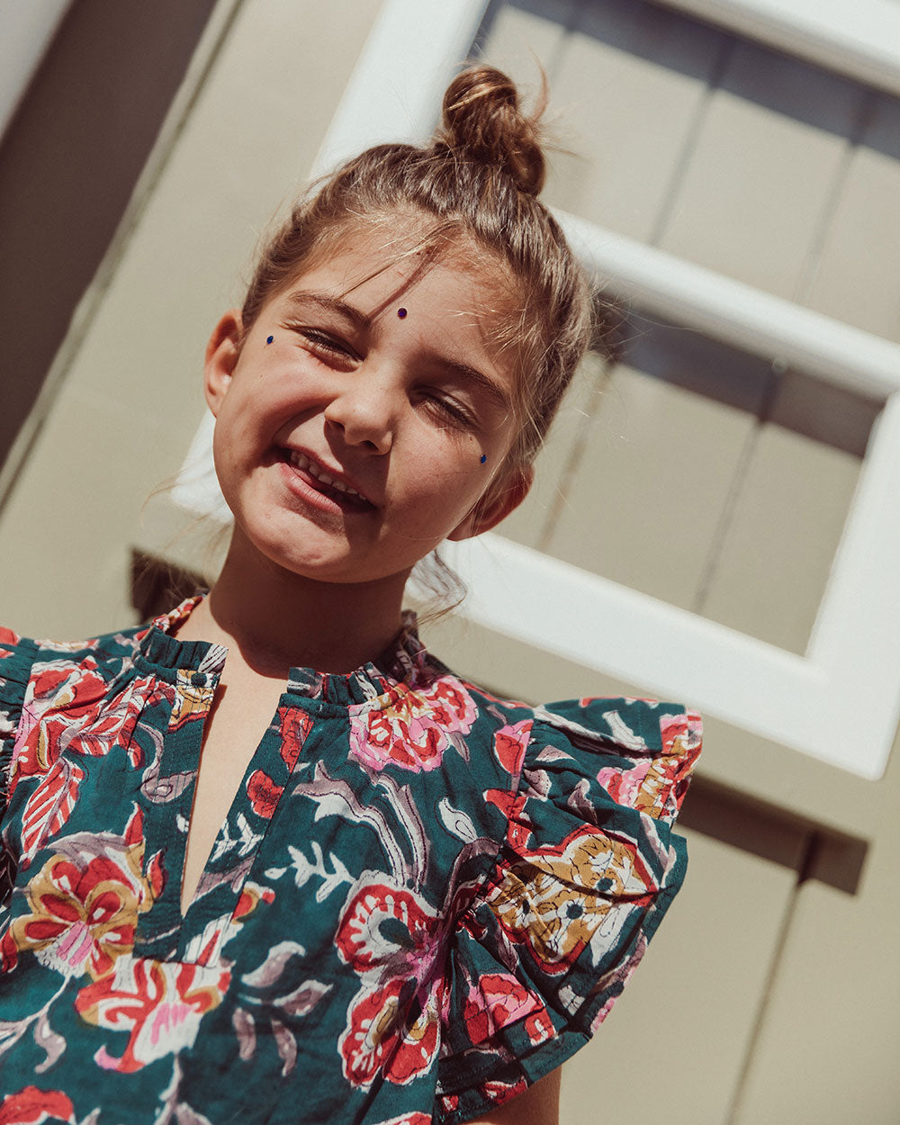 VESTIDO ANGELE PETROL BLUE FLOWERS PETIT