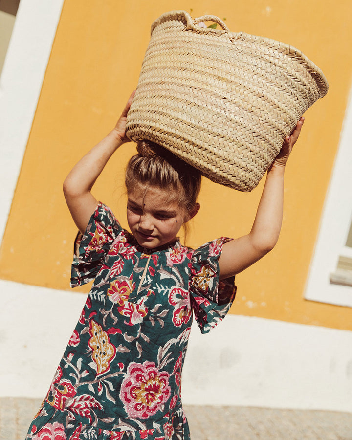 VESTIDO ANGELE PETROL BLUE FLOWERS PETIT