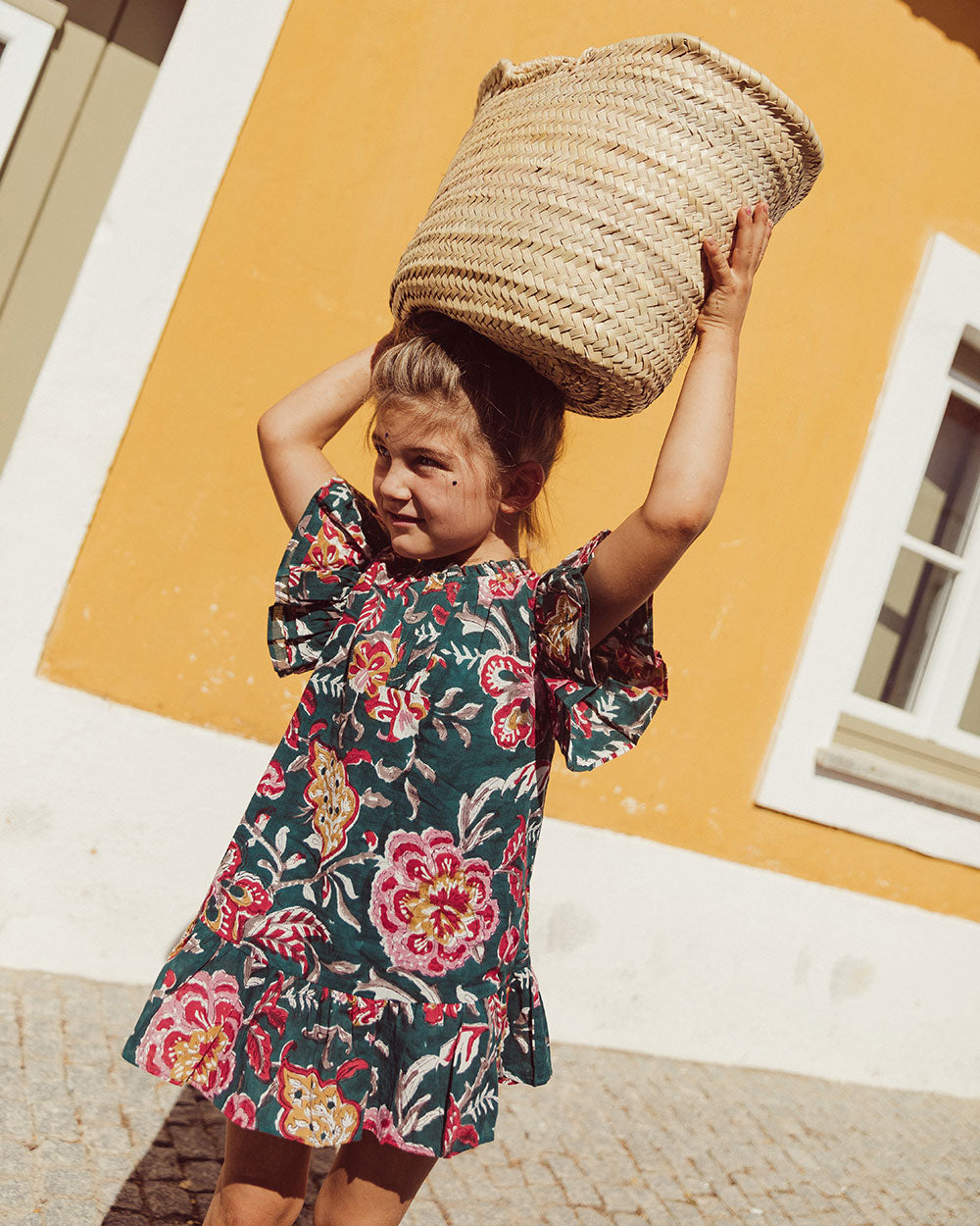 VESTIDO ANGELE PETROL BLUE FLOWERS PETIT