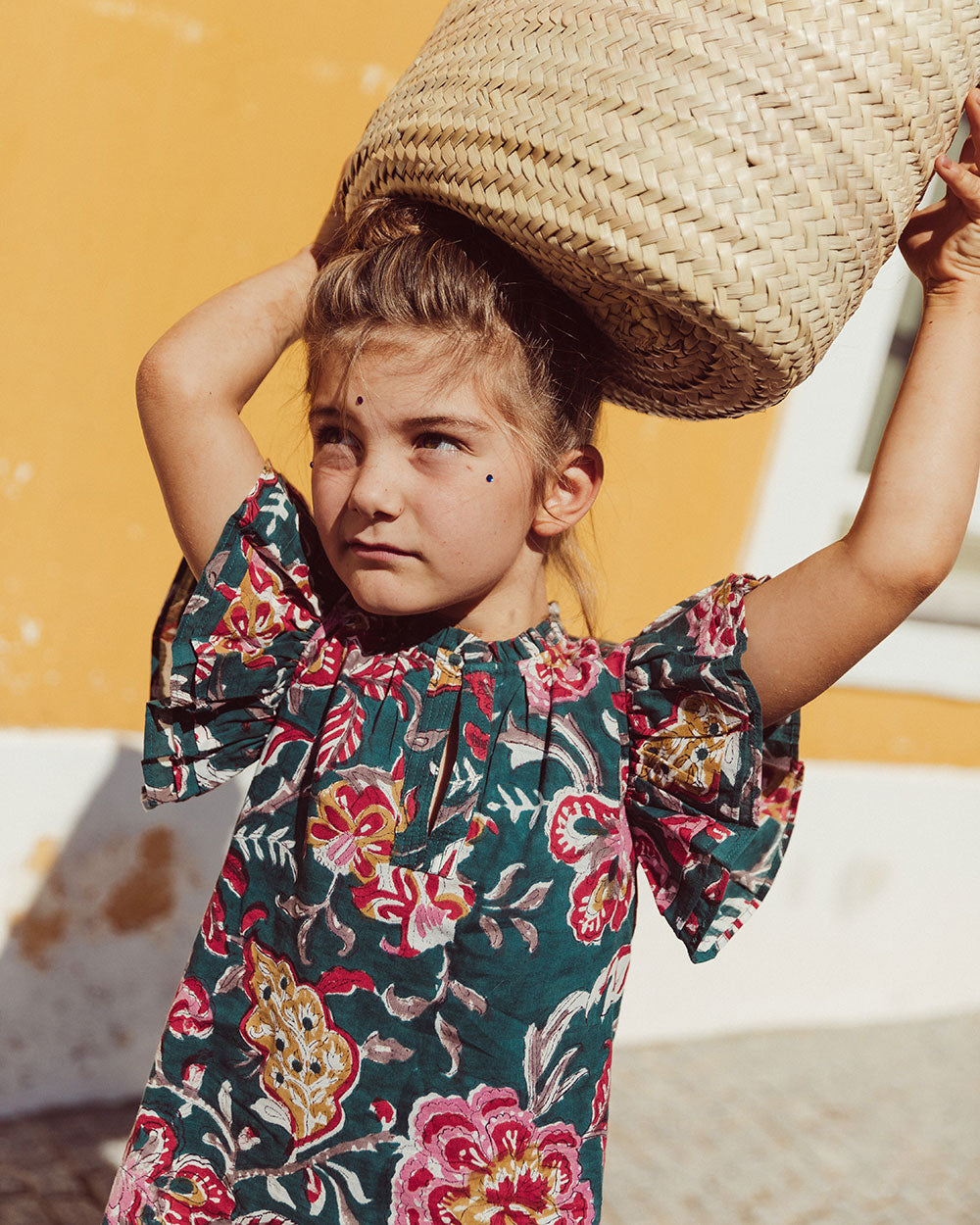 VESTIDO ANGELE PETROL BLUE FLOWERS PETIT