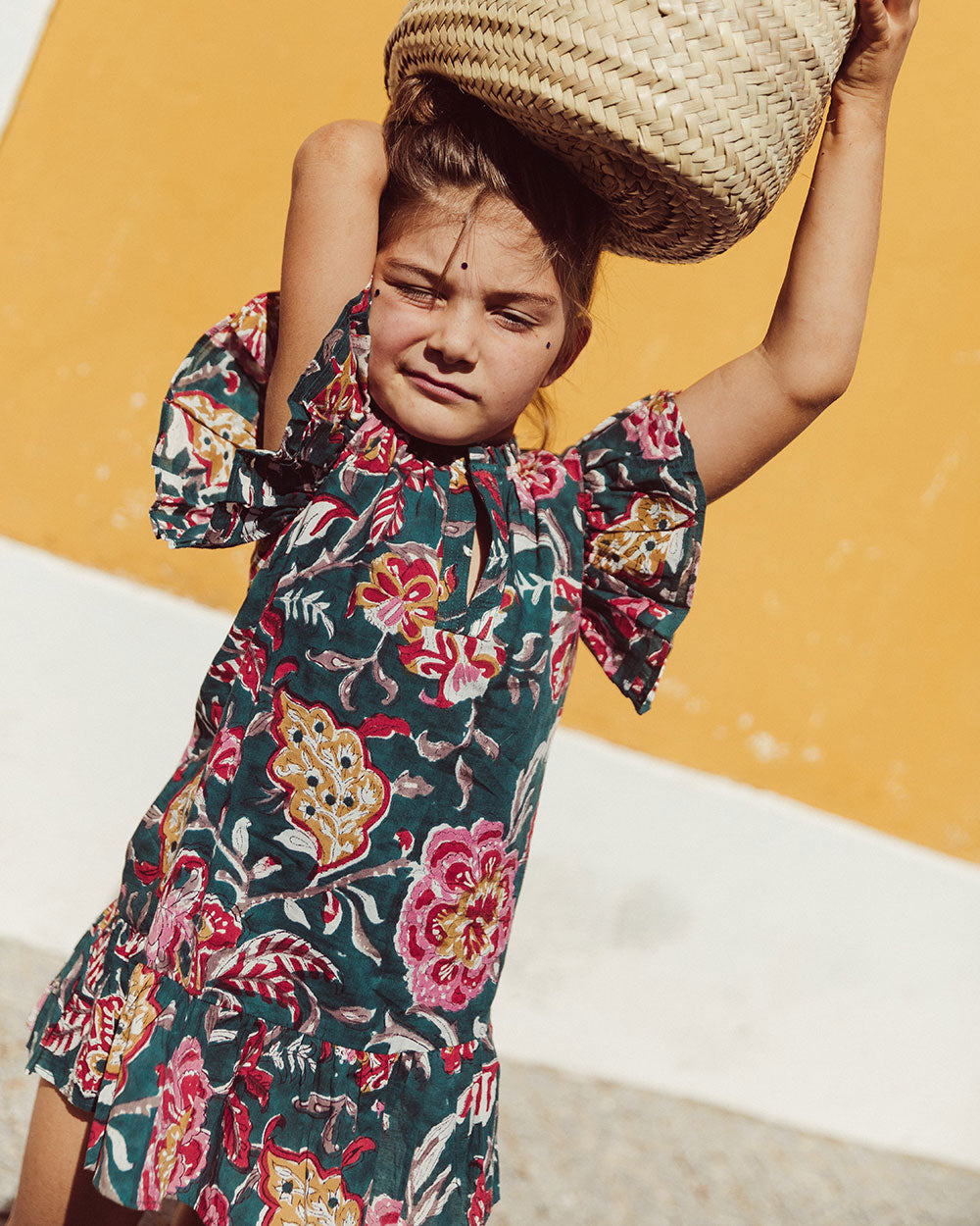 VESTIDO ANGELE PETROL BLUE FLOWERS PETIT