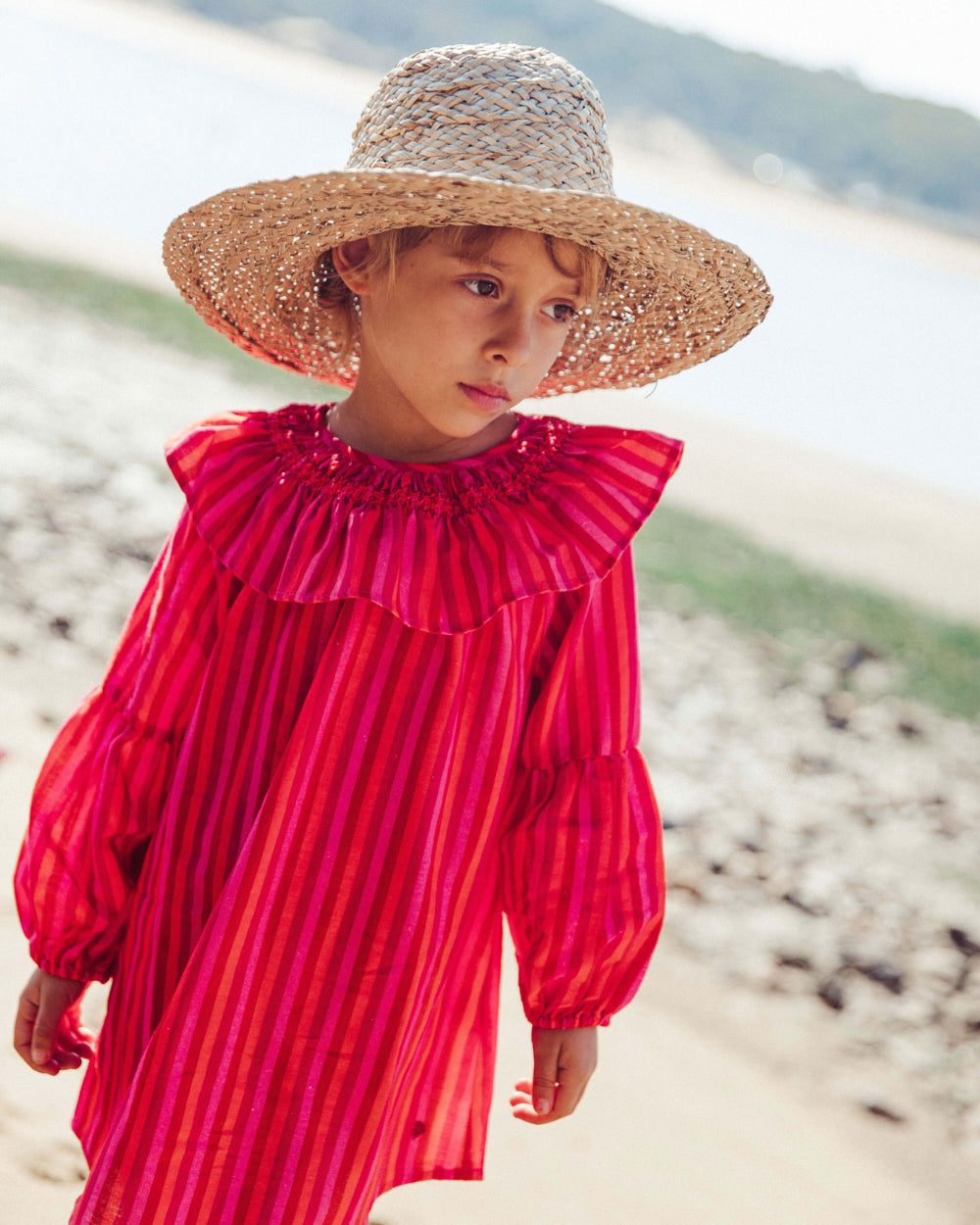 VESTIDO VOLARA FUCSIA STRIPES PETIT