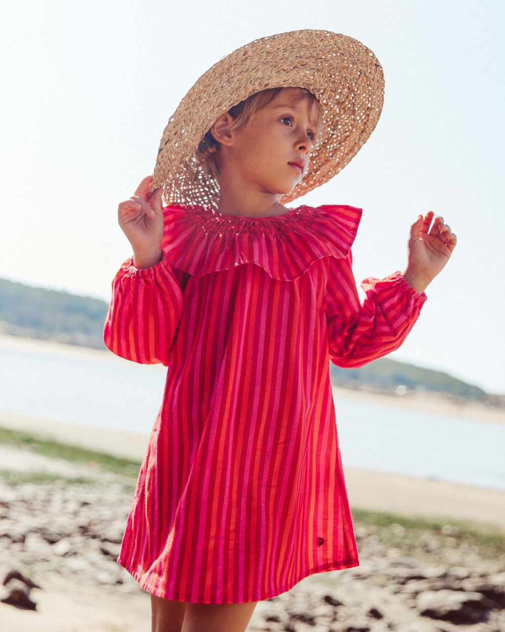 VESTIDO VOLARA FUCSIA STRIPES PETIT