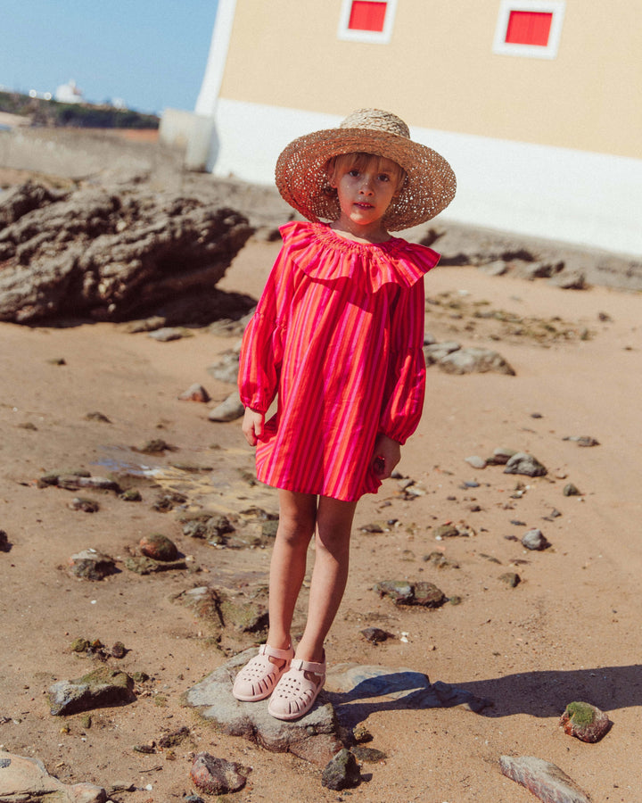VESTIDO VOLARA FUCSIA STRIPES PETIT