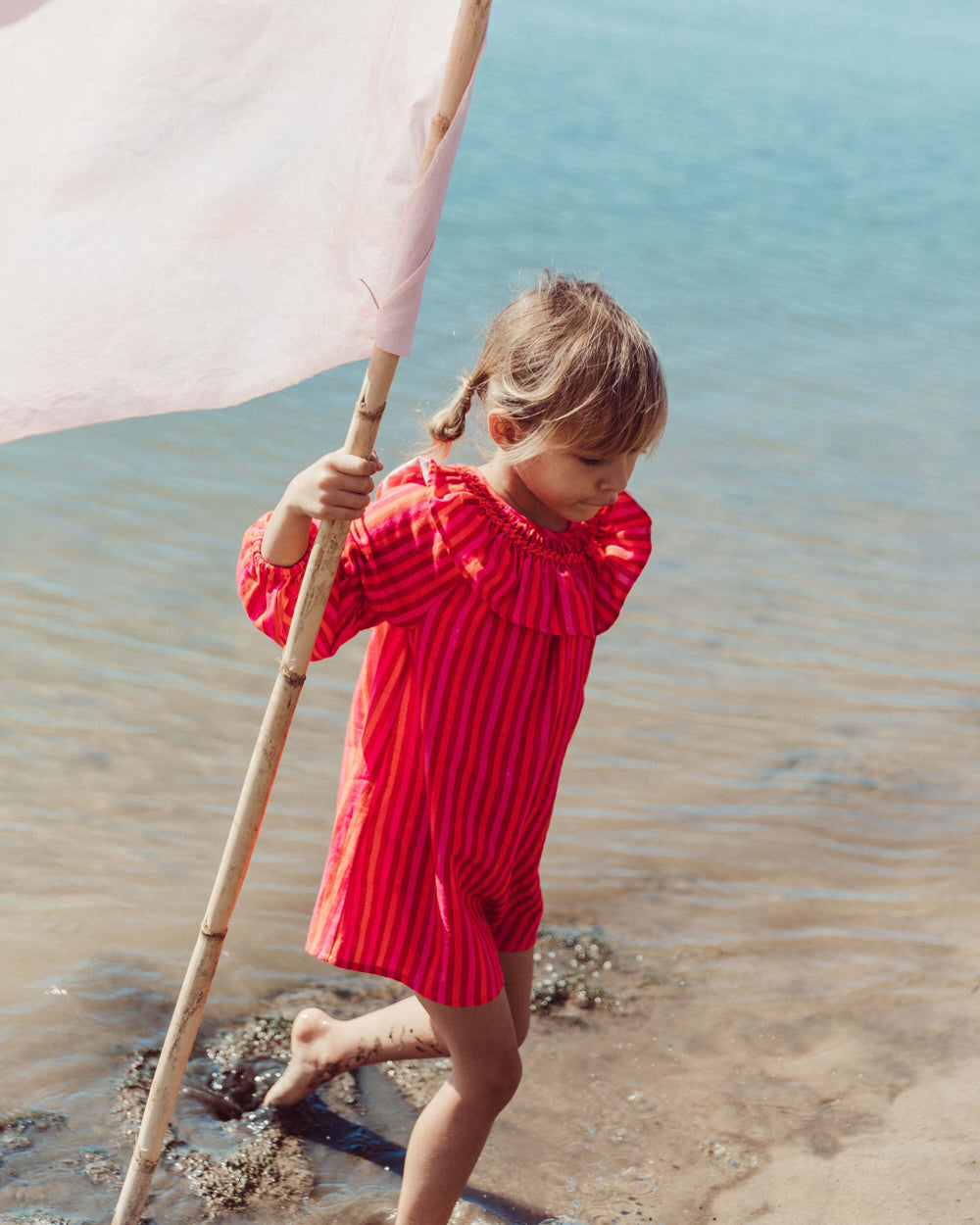 VESTIDO VOLARA FUCSIA STRIPES PETIT