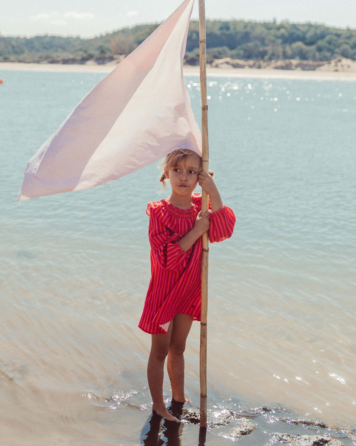 VESTIDO VOLARA FUCSIA STRIPES PETIT