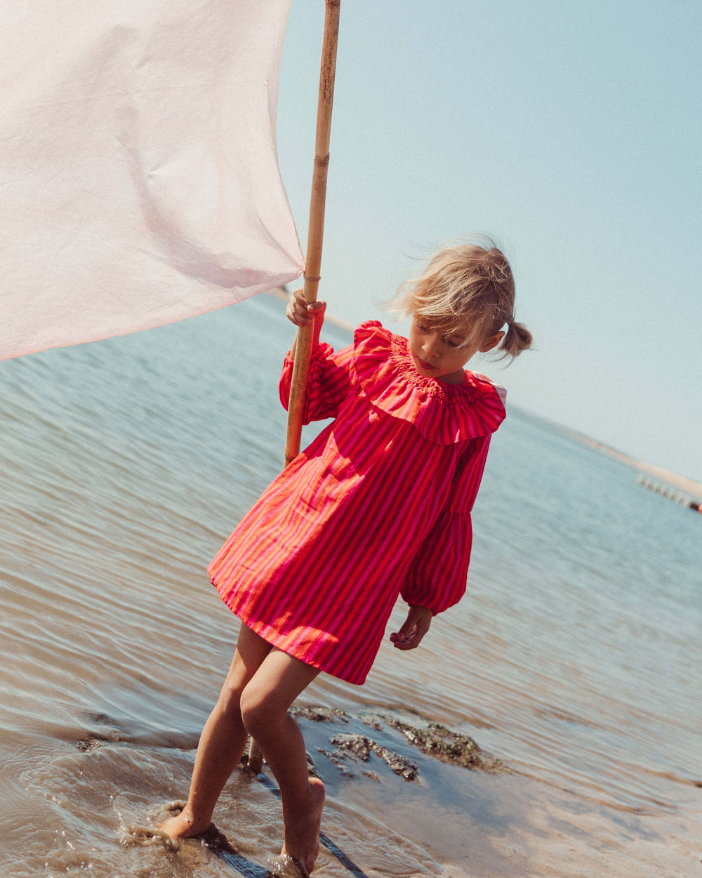 VESTIDO VOLARA FUCSIA STRIPES PETIT
