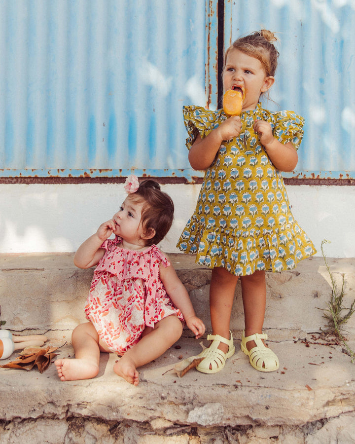 VESTIDO ANGELE PISTACHIO FLOWERS PETIT