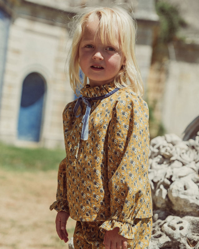 BLUSA DENIM EIRA FLOWERS MUSTARD PETIT