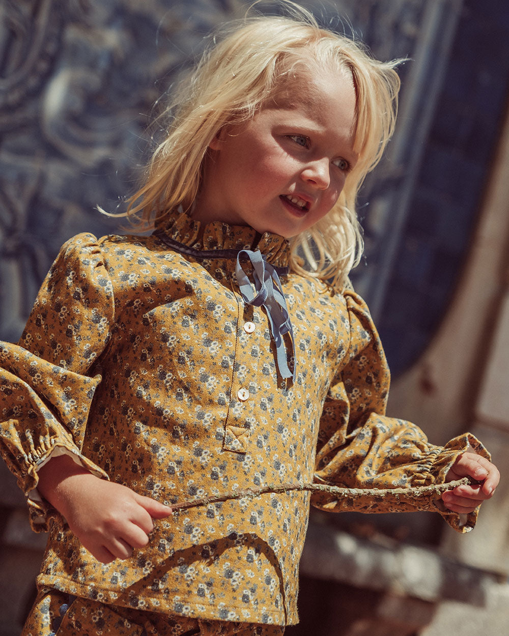 BLUSA DENIM EIRA FLOWERS MUSTARD PETIT