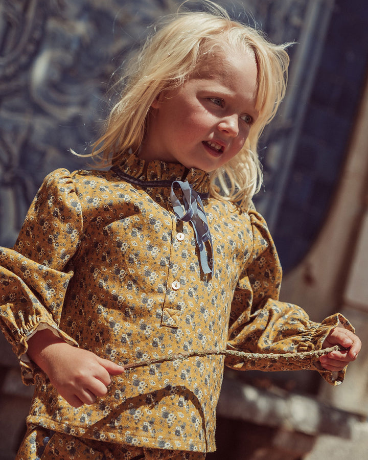 BLUSA DENIM EIRA FLOWERS MUSTARD PETIT