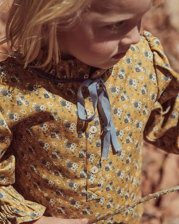 BLUSA DENIM EIRA FLOWERS MUSTARD PETIT