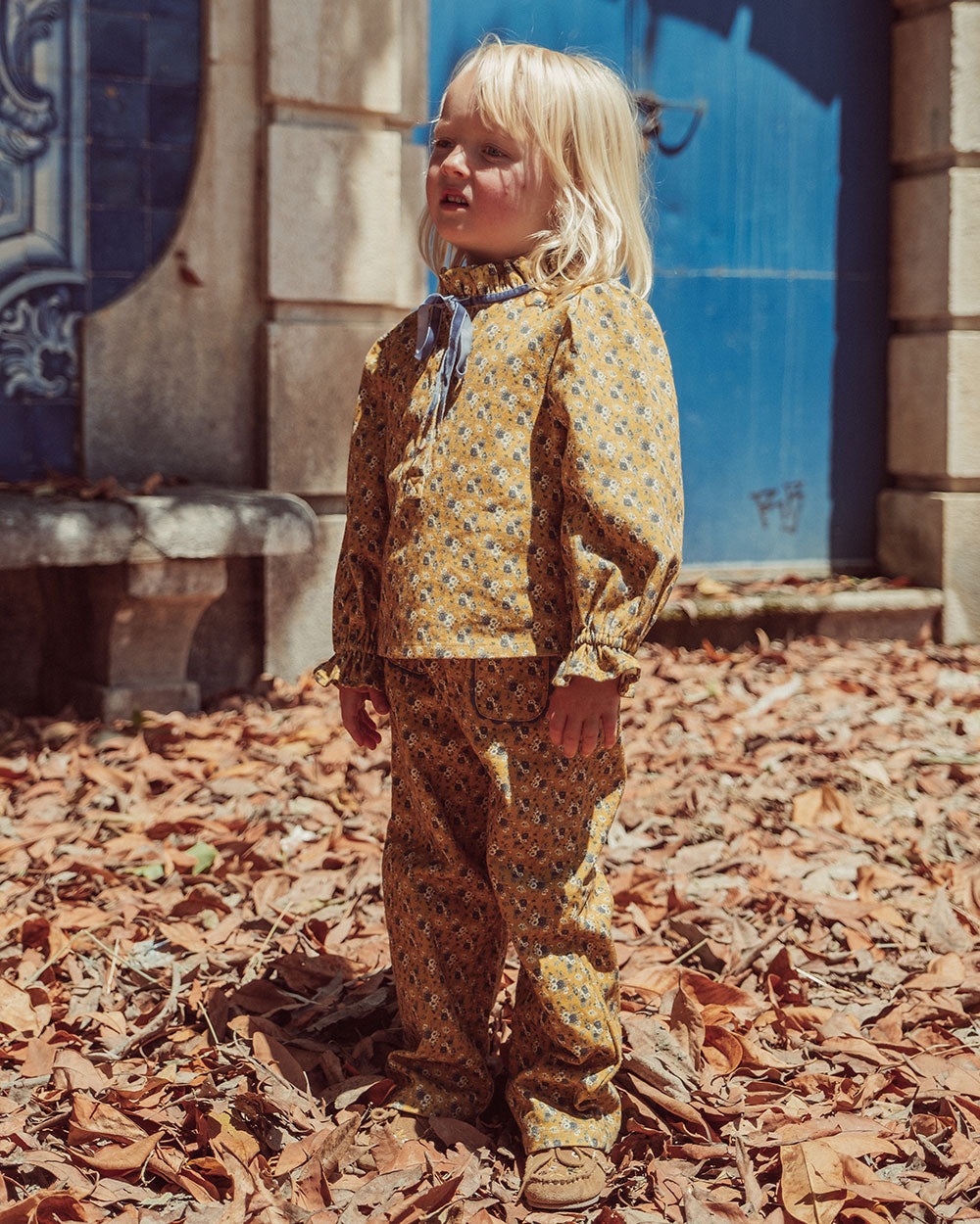 BLUSA DENIM EIRA FLOWERS MUSTARD PETIT