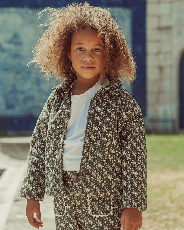 CHAQUETA SURI DENIM FLOWERS GREEN PETIT