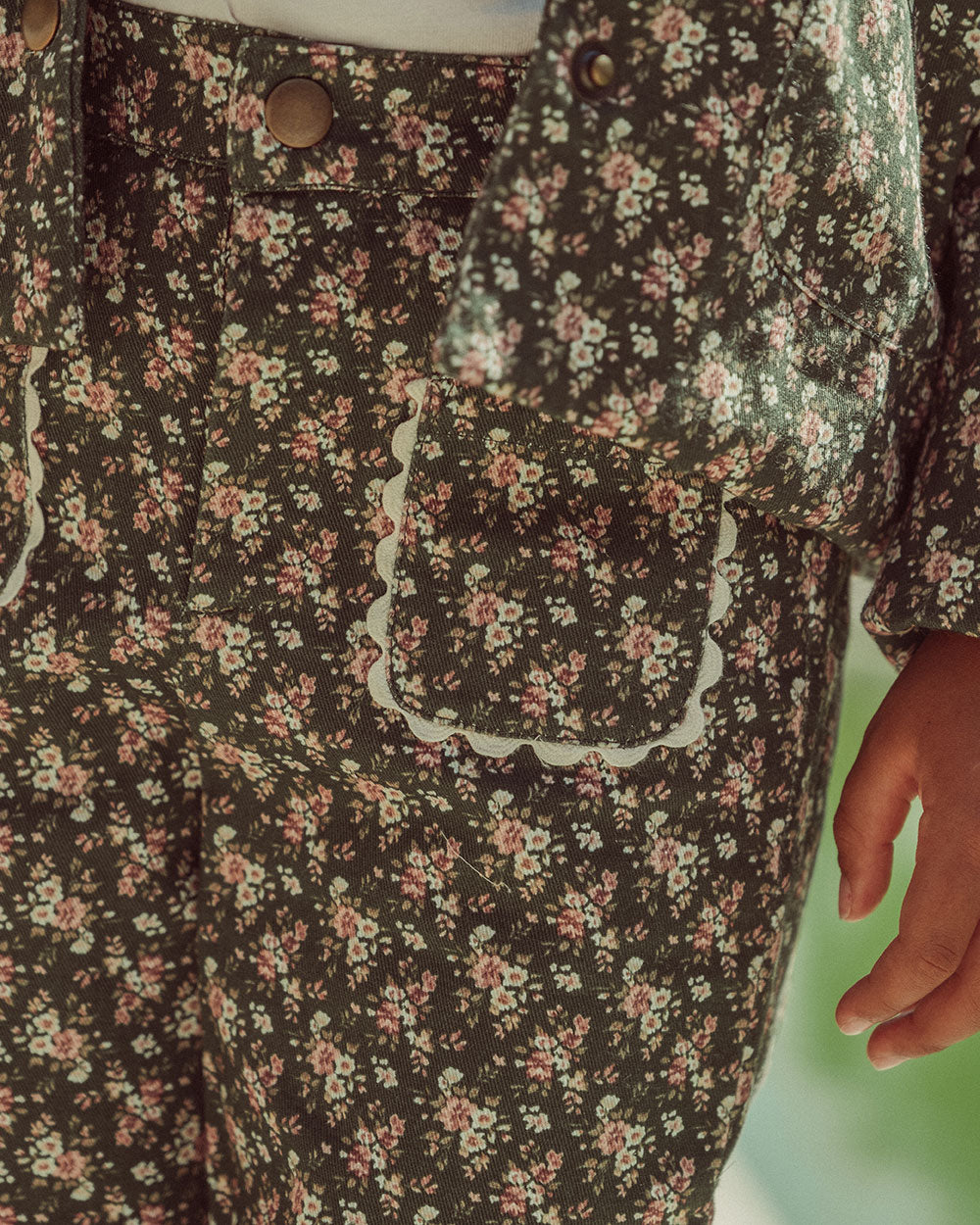 PANTALON NENA DENIM FLOWERS GREEN PETIT