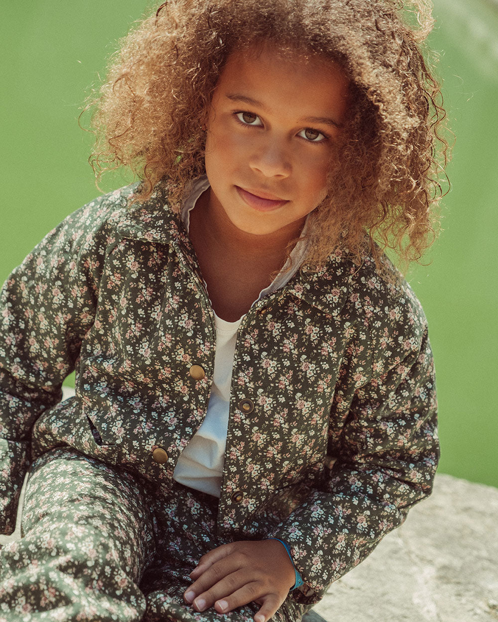 CHAQUETA SURI DENIM FLOWERS GREEN PETIT