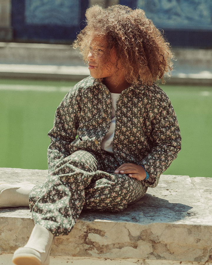 CHAQUETA SURI DENIM FLOWERS GREEN PETIT