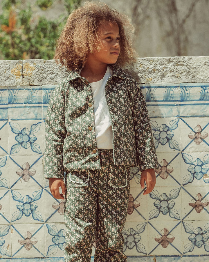 CHAQUETA SURI DENIM FLOWERS GREEN PETIT