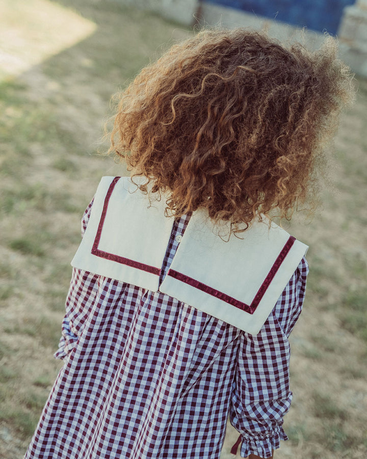VESTIDO ALINA VICHY BURGUNDY PETIT