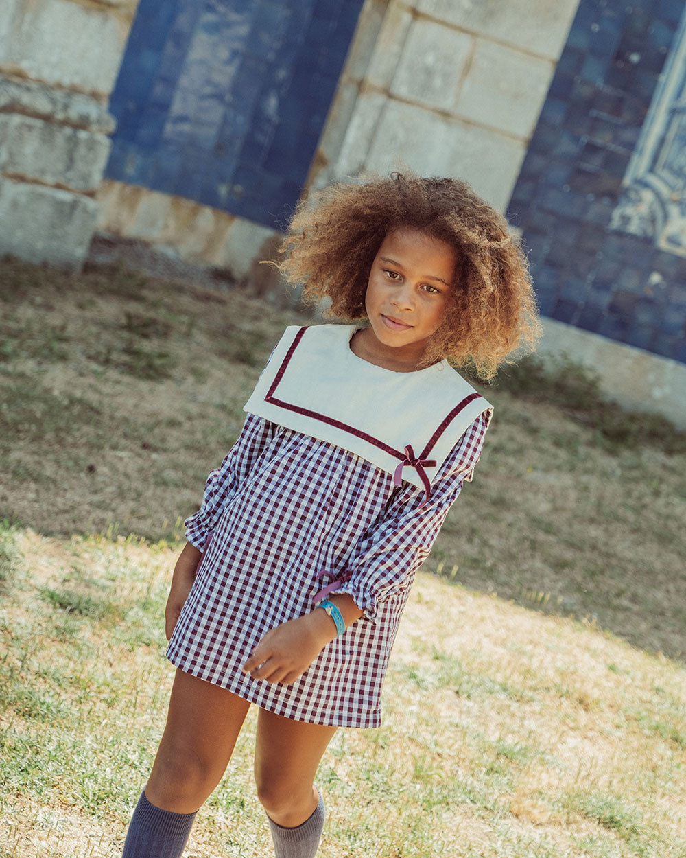 VESTIDO ALINA VICHY BURGUNDY PETIT
