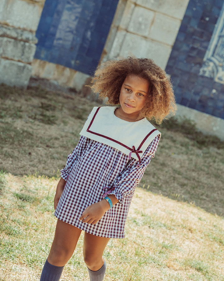 VESTIDO ALINA VICHY BURGUNDY PETIT
