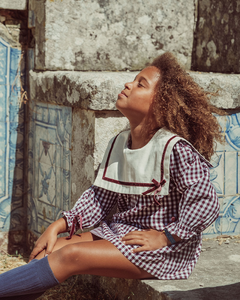 VESTIDO ALINA VICHY BURGUNDY PETIT