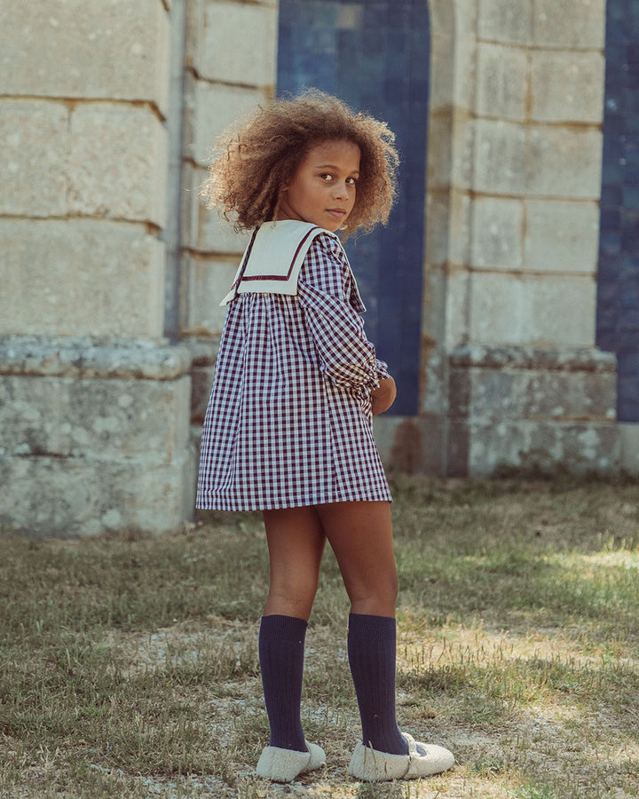 VESTIDO ALINA VICHY BURGUNDY PETIT
