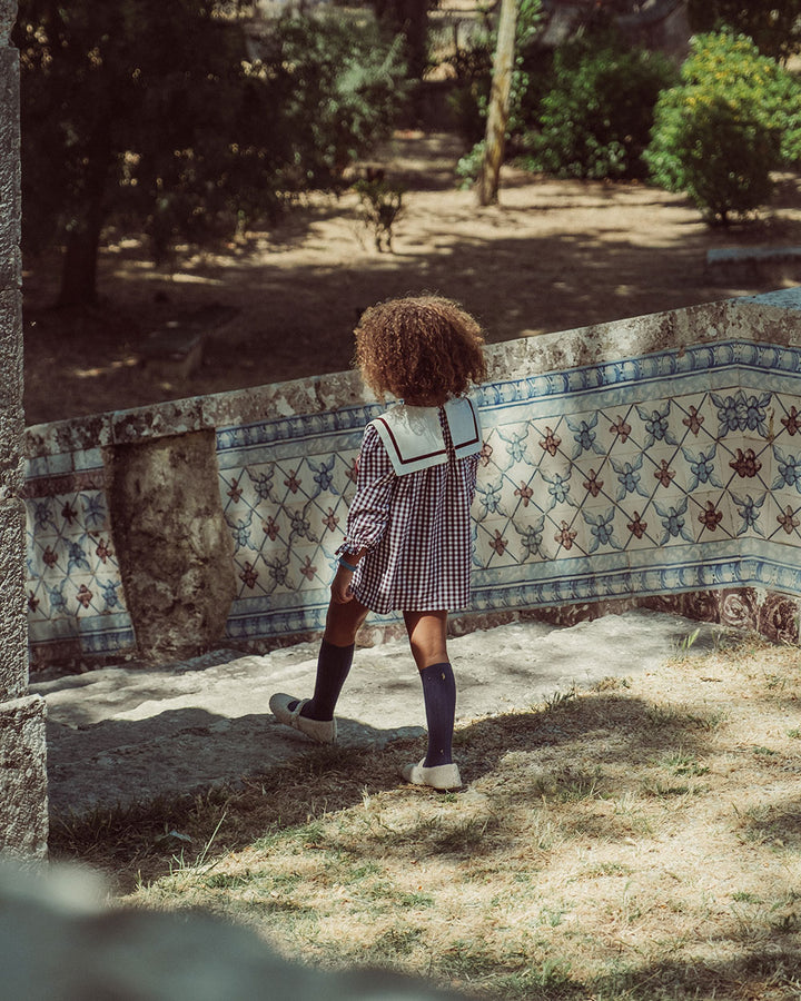 VESTIDO ALINA VICHY BURGUNDY PETIT