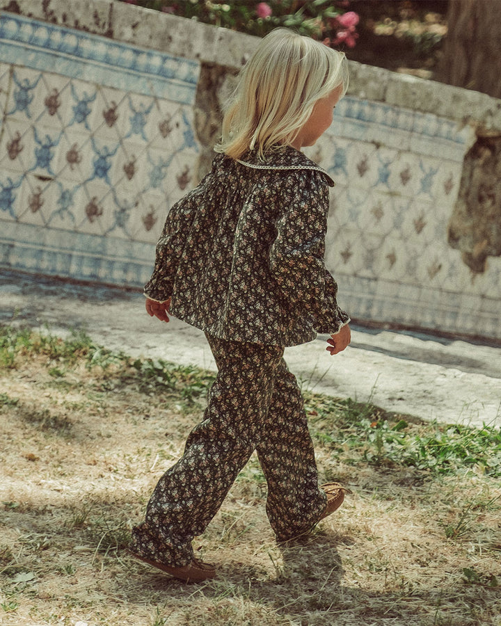 PANTALON NENA DENIM FLOWERS GREEN PETIT