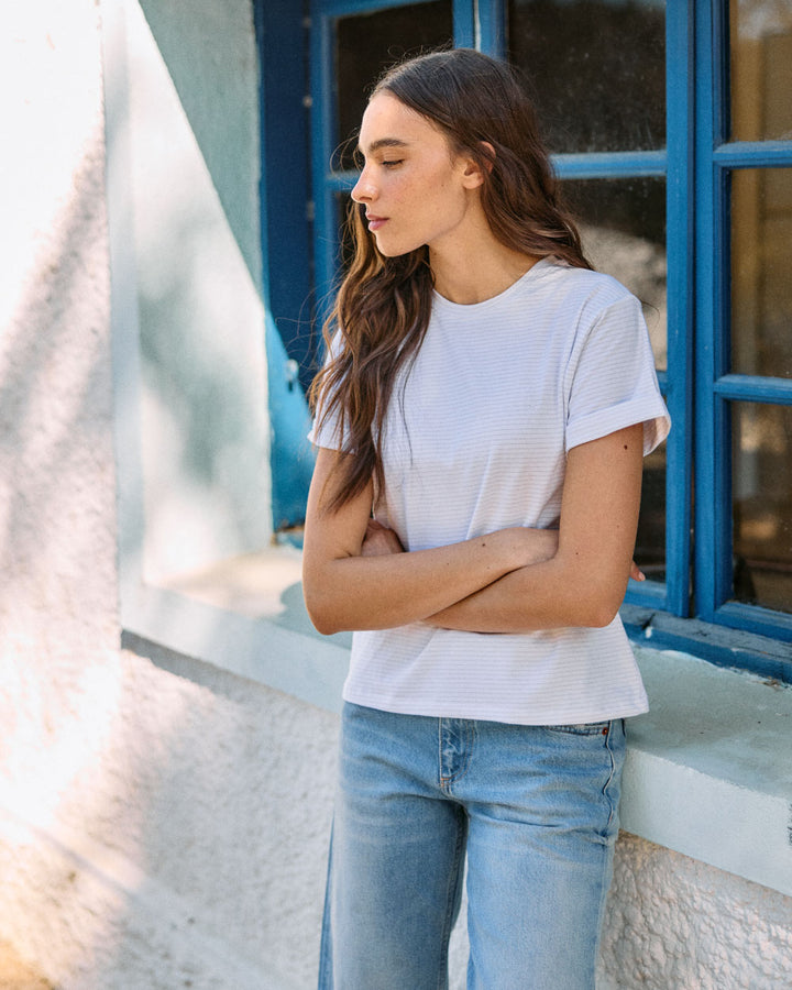 POLERA GRANADA LÍNEAS BRILLOS