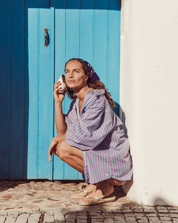 CAMISA SAONA LILA GREEN STRIPES